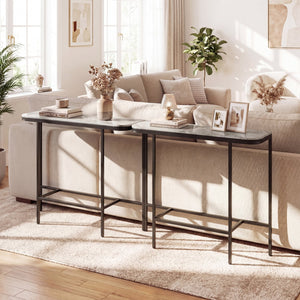 Console Table 44-Inch Entryway Table with Faux Marble Tabletop and Heavy-Duty Metal Frame-Gray view 3