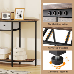 Console Table with 2 Drawers and Open Storage Shelf-Rustic Brown view 8