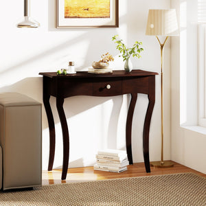 Console Table with Drawer and Solid Wood Frame-Espresso view 3
