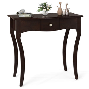 Console Table with Drawer and Solid Wood Frame-Espresso view 4