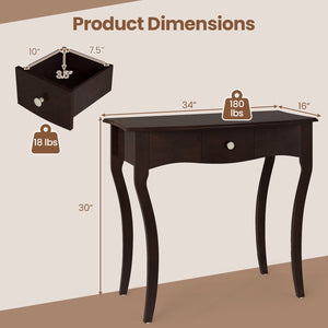 Console Table with Drawer and Solid Wood Frame-Espresso view 5