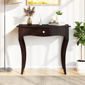 Console Table with Drawer and Solid Wood Frame-Espresso view 6