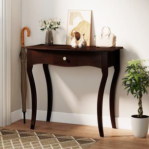 Console Table with Drawer and Solid Wood Frame-Espresso view 7