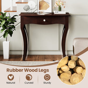 Console Table with Drawer and Solid Wood Frame-Espresso view 9