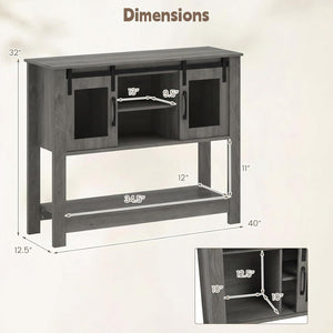 Console Table with Sliding Barn Doors and Storage Cabinets-Gray view 4
