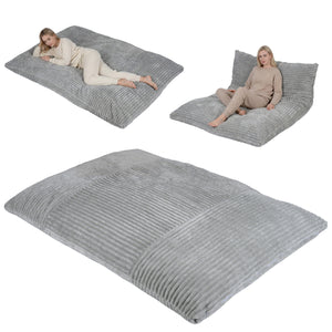 Convertible Bean Bag Floor Sofa with Machine-washable Corduroy Cover-Gray