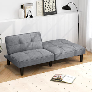 Convertible Folding Futon Sofa Bed with 6-Position Adjustable Backrest-Gray view 3