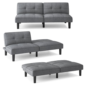 Convertible Folding Futon Sofa Bed with 6-Position Adjustable Backrest-Gray view 4