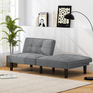 Convertible Folding Futon Sofa Bed with 6-Position Adjustable Backrest-Gray view 6