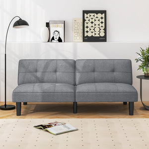 Convertible Folding Futon Sofa Bed with 6-Position Adjustable Backrest-Gray view 7