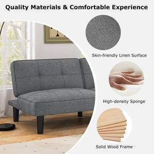 Convertible Folding Futon Sofa Bed with 6-Position Adjustable Backrest-Gray view 8