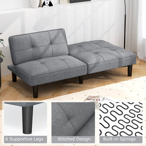 Convertible Folding Futon Sofa Bed with 6-Position Adjustable Backrest-Gray view 9