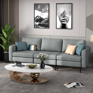 Convertible Leather Sofa Couch with Magazine Pockets 3-Seat with 2 USB Port-Dark Gray view 2