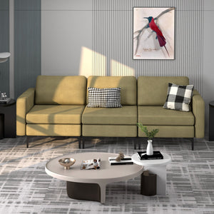 Convertible Leather Sofa Couch with Magazine Pockets 3-Seat with 2 USB Port-Green view 3