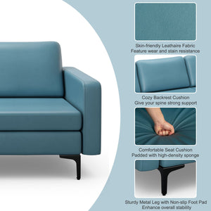 Convertible Leather Sofa Couch with Magazine Pockets 3-Seat with 2 USB Port-Blue view 9