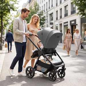 Convertible Travel Baby Stroller with Car Seat Adapters-Gray view 2