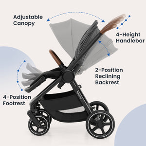 Convertible Travel Baby Stroller with Car Seat Adapters-Gray view 4