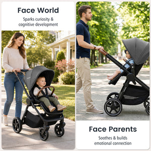 Convertible Travel Baby Stroller with Car Seat Adapters-Gray view 5
