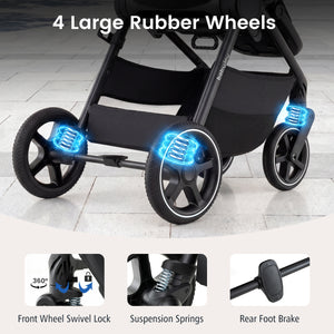 Convertible Travel Baby Stroller with Car Seat Adapters-Gray view 7