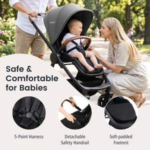 Convertible Travel Baby Stroller with Car Seat Adapters-Gray view 9