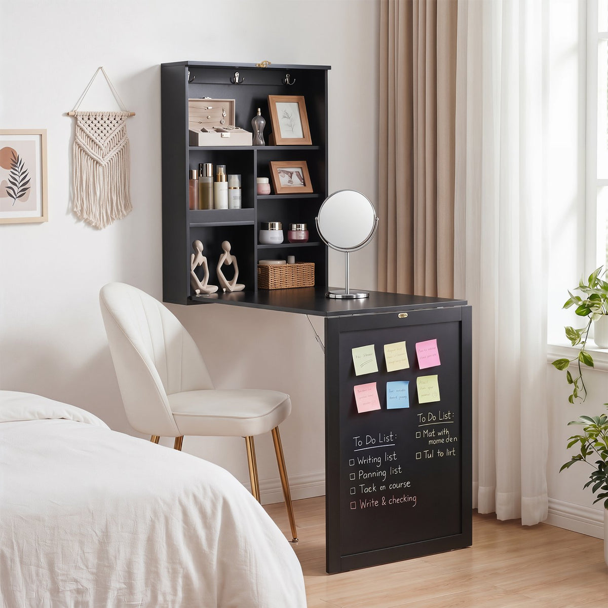 Convertible Wall Mounted Table with A Chalkboard-Black view 2