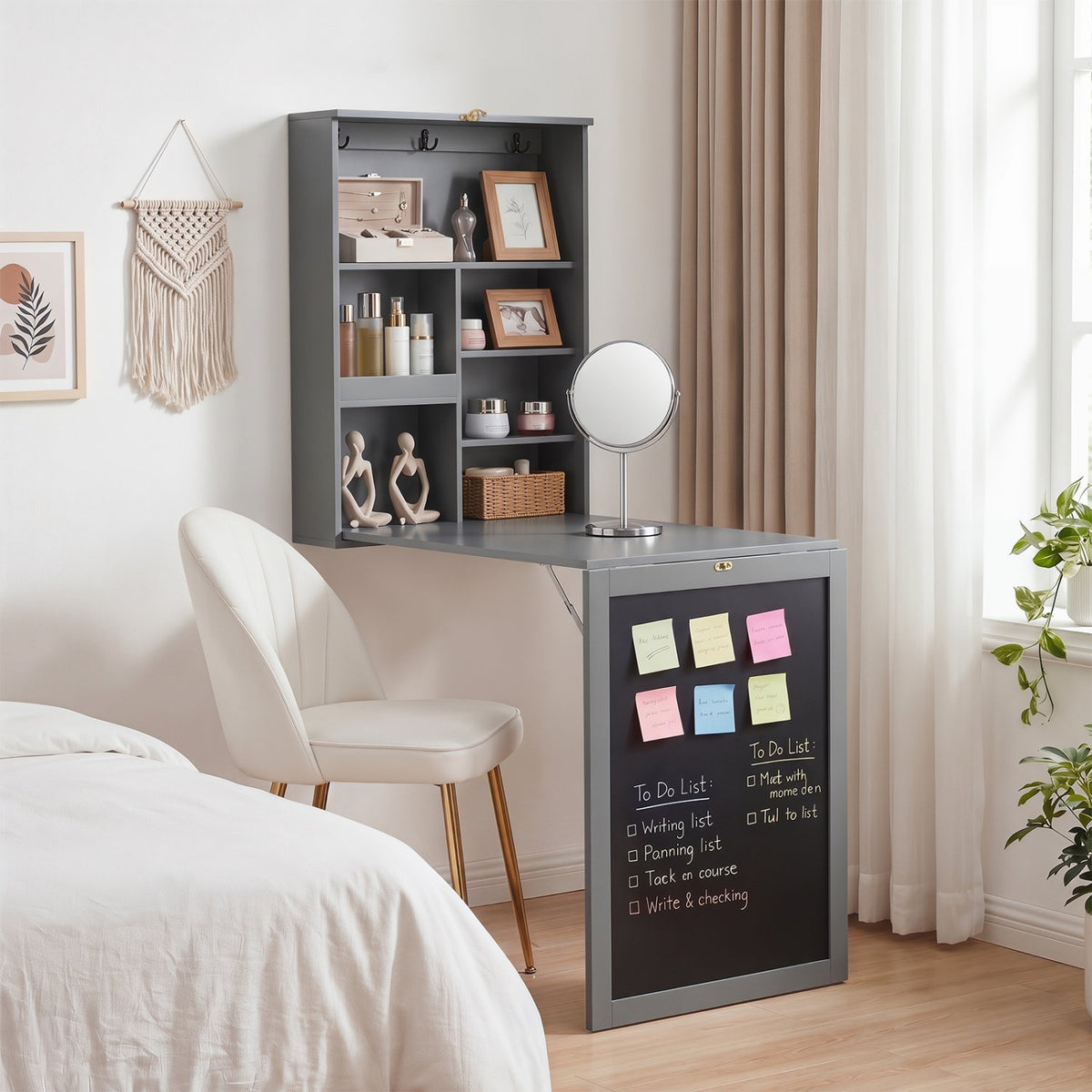 Convertible Wall Mounted Table with A Chalkboard-Gray view 2