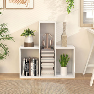 Convex Bookshelf with 3 Open Shelves & Anti-Toppling Device for Living Room-White view 2