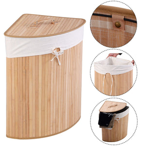 Corner Bamboo Hamper Laundry Basket view 2