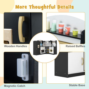 Corner Kids Play Kitchen with Washing Machine and Ice Maker Gift for Boys Girls-Black view 9
