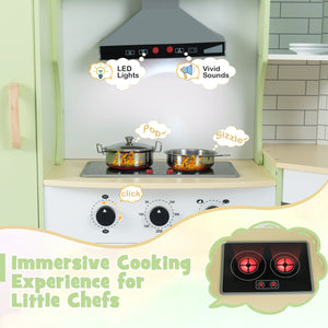 Corner Kids Play Kitchen with Washing Machine and Ice Maker Gift for Boys Girls-Green view 8