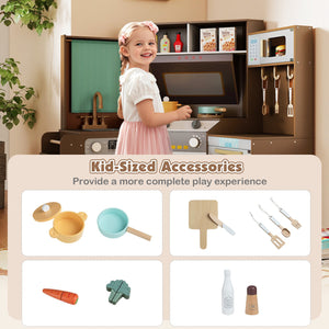 Corner Kitchen Toys with Lights and Sounds with Pull-out Trash Can and Stoves-Coffee view 9