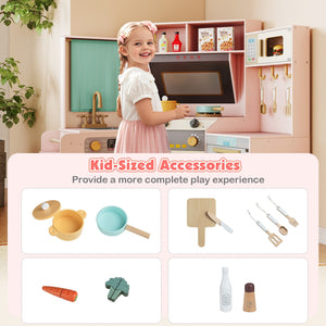Corner Kitchen Toys with Lights and Sounds with Pull-out Trash Can and Stoves-Pink view 9