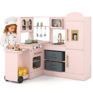 Corner Kitchen with Lights and Sounds for Kids Ages 3+-Pink
