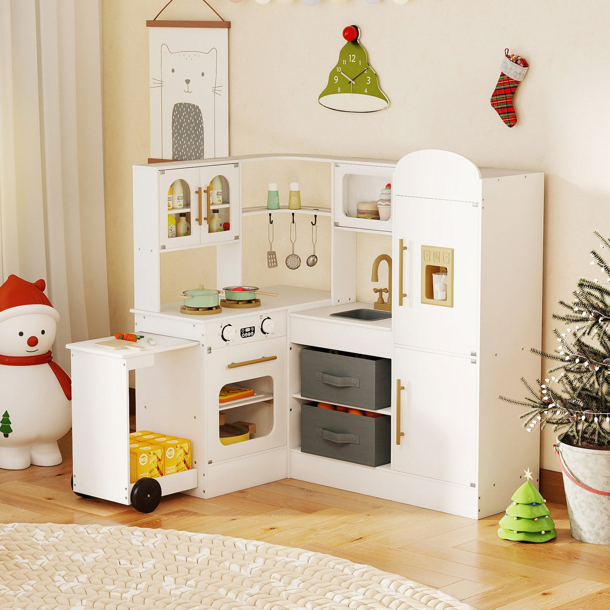 Corner Kitchen with Lights and Sounds for Kids Ages 3+-White view 2