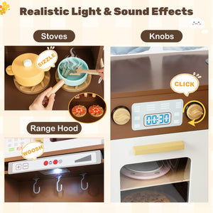 Corner Play Kitchen with Lights and Sounds for Ages 3+-Brown view 4