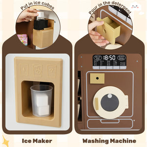 Corner Play Kitchen with Lights and Sounds for Ages 3+-Brown view 6