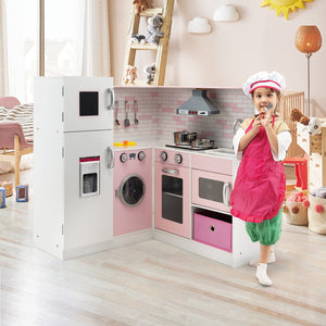 Corner Play Kitchen Wooden Toy Set with Sound and Light view 2