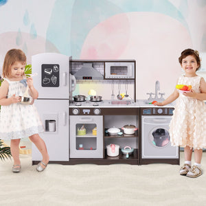 Corner Toy Kitchen Set with Light with Sounds Interactive-Dark Brown view 3
