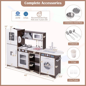 Corner Toy Kitchen Set with Light with Sounds Interactive-Dark Brown view 4