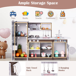Corner Toy Kitchen Set with Light with Sounds Interactive-Dark Brown view 7