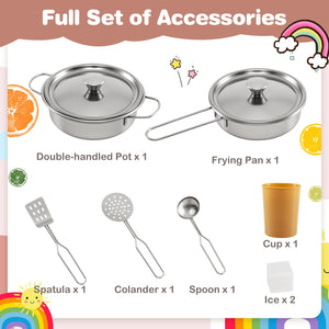 Corner Wooden Play Kitchen with Lights and Sounds Large Pretend Play Kitchen Set-Pink view 9