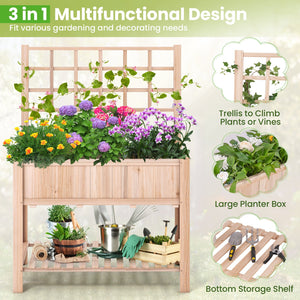 Raised Garden Bed Elevated Wooden Planter Box with Trellis view 7