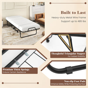Cot Size Folding Bed Frame with Memory Foam Mattress and Metal Frame view 9