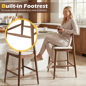 Counter Height Bar Stools 24 Inch Solid Wood Kitchen Island Chairs with Curved Backs-Walnut view 7
