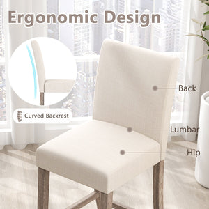 Counter Height Bar Stools Set of 2 with Back and Footrest-Beige view 6