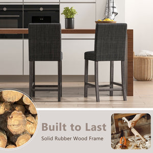 Counter Height Bar Stools Set of 2 with Back and Footrest-Gray view 7