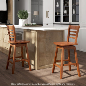 Counter Height Barstools Set of 2 with Footrest for Kitchen Island Bar-Walnut view 3