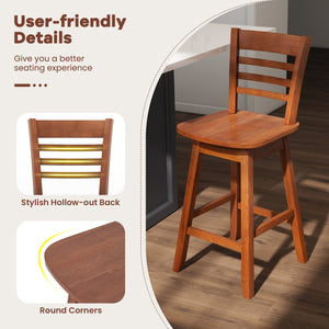 Counter Height Barstools Set of 2 with Footrest for Kitchen Island Bar-Walnut view 8