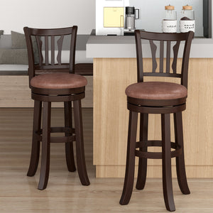 Counter Height Swivel Bar Stools Set of 2 with Back and Solid Rubber Frame-29 view 3