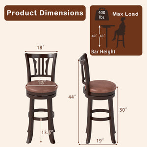 Counter Height Swivel Bar Stools Set of 2 with Back and Solid Rubber Frame-29 view 4